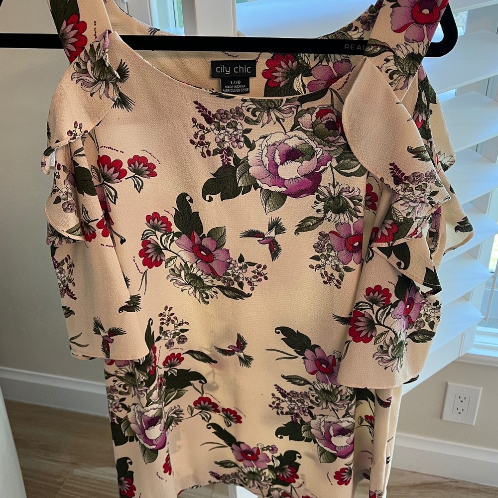 City Chic floral off the shoulder top, plus size 20